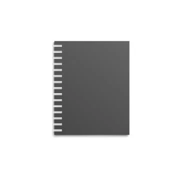 Mockup of top view lying blank black spiral notebook realistic style Stock Illustration