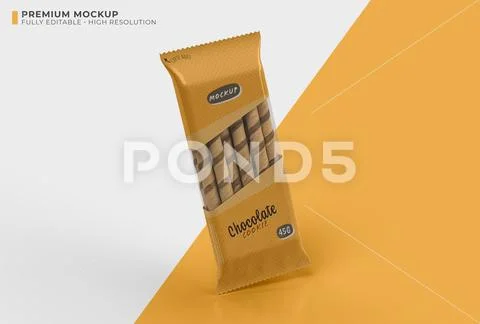Mockup of a transparent plastic package for chocolate cookies Template PSD