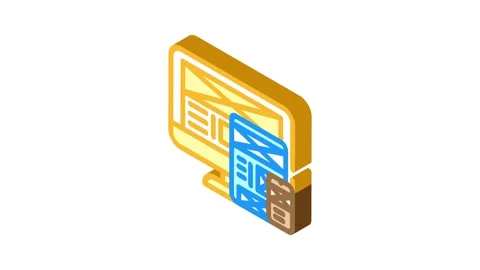 Mockup ux ui design isometric icon animation Stock Footage 327286590