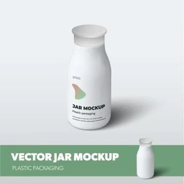 Mockup vector jar with screw cap, for additives, isolated on background with  Stock Illustration
