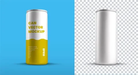 Mockup of a vector medium aluminum bottle with a yellow design for a refreshi Stock Illustration