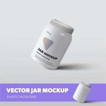 Mockup vector packaging for supplements, vitamin, pills, with screw cap, with Stock Illustration