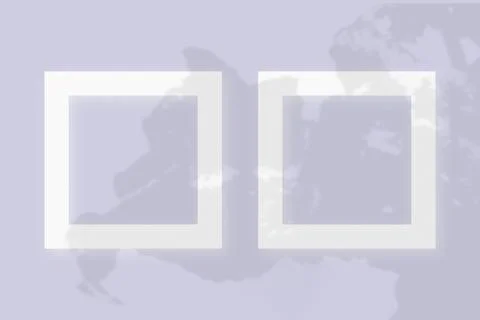 Mockup with vegetable shadows superimposed on 2 square frames of textured whi Illustrazione stock