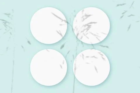 Mockup with vegetable shadows superimposed on 4 round sheets of textured white Stock Illustration