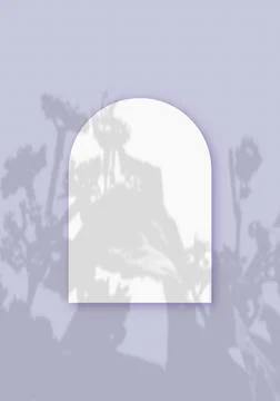Mockup with vegetable shadows superimposed on a sheet in the shape of an arch of Stock Illustration