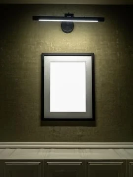Mockup vertical white blank space in modern black square frame hanging isol.. Foto stock