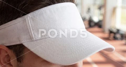 Mockup of a visor on a man's head PSD Template