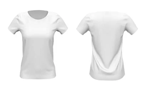Mockup of white basic female t-shirt front and back Stock Illustration