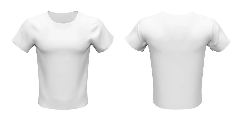 Mockup of white basic unisex t-shirt isolated on white background Stock Illustration