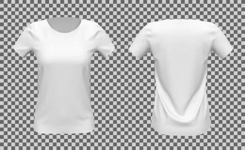 Mockup of white basic women t-shirt isolated on white background Stock Illustration