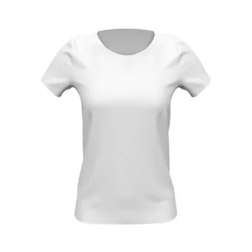 Mockup of white basic women t-shirt isolated on white background Stock Illustration