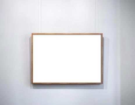 Mockup white blank space in thin wooden square picture frame, horizontal st.. Stock Illustration