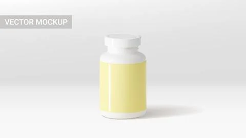 Mockup of white bottle with pills Stock Illustration