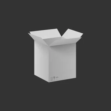 Mockup of white delivery box with marks, realistic vector illustration isolat Illustrazione stock
