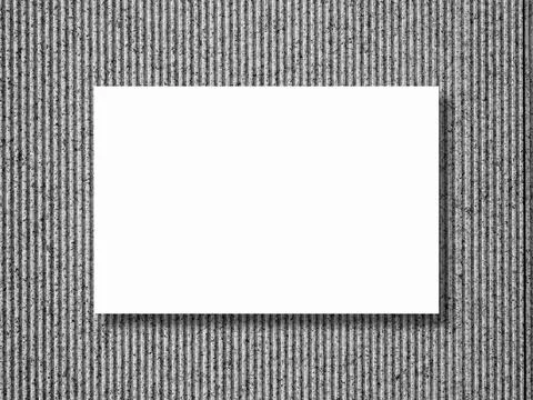 Mockup white rectangle frame hanging on striped wall texture. Empty square .. Foto stock