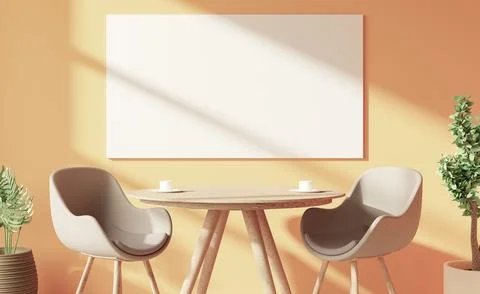 Mockup white rectangular frame. modern room with empty white rectangular fr.. Stock Photos