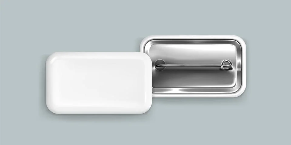 Mockup of white rectangular pin badge Stock Illustration