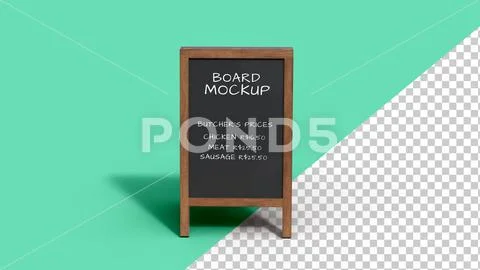 Mockup Wooden blackboard in the background, from the front Template PSD
