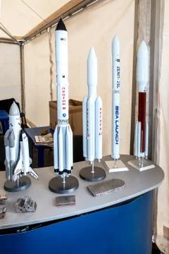 Mockups of space rocket launch vehicles Stock Photos