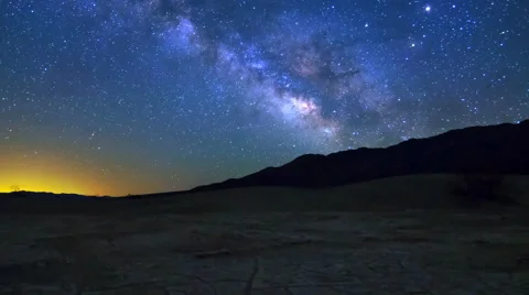 MoCo Tracking Astro TimeLapse of Galaxy at Dry Lakebed in Death Valley Zoom Out Stock Footage 66007970