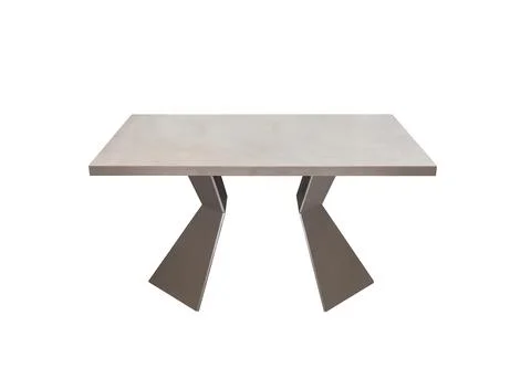 Mod silver table with trapezoidal legs on a white background. Interior Stock Photos