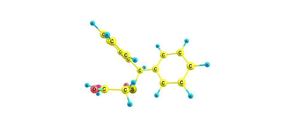 Modafinil molecular structure isolated on white Illustrazione stock