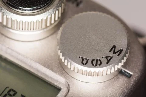 Mode dial on slr camera Stock Photos