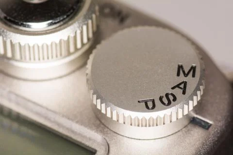 Mode dial on slr camera Stock Photos