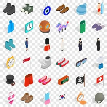 Mode icons set, isometric style Stock Illustration