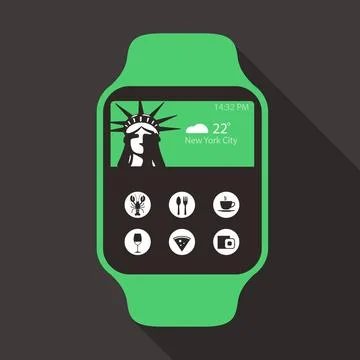 Mode intelligente Uhr, Front, Touchscreen, Vektor-Illustration Mode intell... Stock Photos
