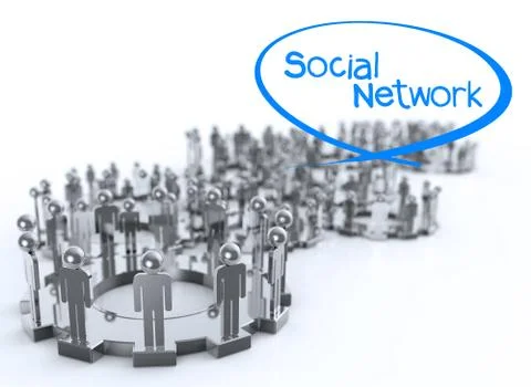 Model of 3d figures on connected cogs Stock Illustration