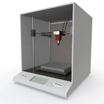 Model 3D printer on white background Stock Illustration