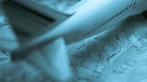 Model 747 aircraft against a map background Stock Footage 21315182