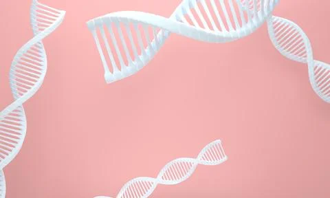 Model Abstract DNA 3d rendering animation on pink pastel background. Illustrazione stock