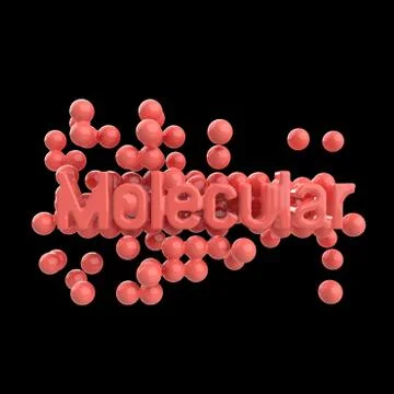 Model of abstract molecular structure with word lettering in trendy pink color Stock Illustration