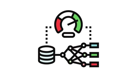 Model accuracy gauge machine learning color icon animation Stock Footage 326108020