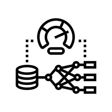 Model accuracy gauge machine learning line icon vector illustration イラスト素材