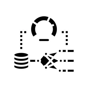Model accuracy gauge machine learning glyph icon vector illustration Illustrazione stock