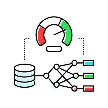 Model accuracy gauge machine learning color icon vector illustration Illustrazione stock