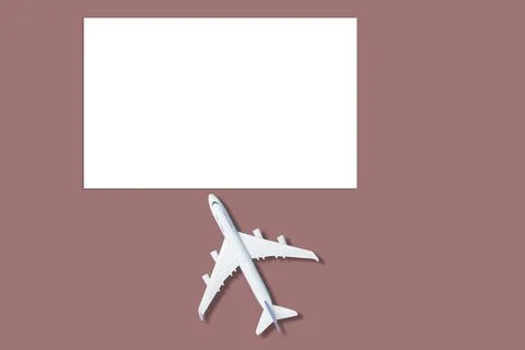 Model of airplane and sheet mock-up on colored background Stock Illustration
