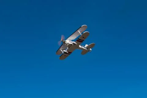 Model airplane biplane flying Stock Photos