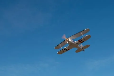 Model airplane biplane flying Stock Photos