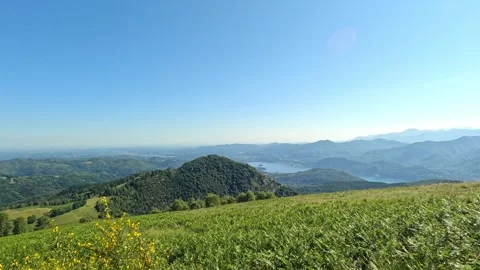 Model airplane in flight at Mount Mottarone Stock Footage 310870260