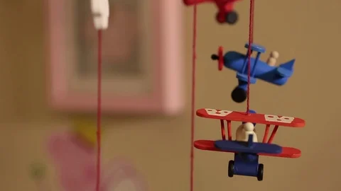 Model airplanes in bedroom Stock Footage 77048446