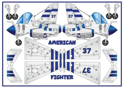 Model of an American fighter. Stock Illustration