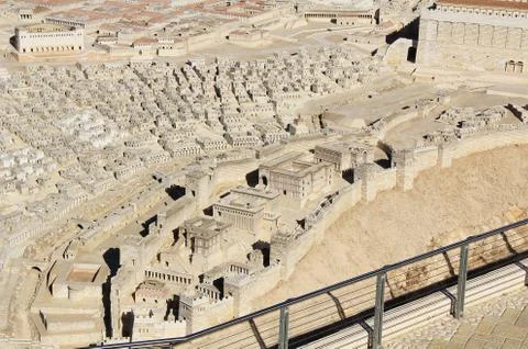 Model of Ancient Jerusalem Focusing on the Lower City Stock Photos