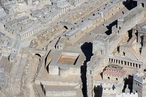 Model of Ancient Jerusalem Focusing on the Pool of Siloam Stock Photos
