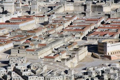 Model of Ancient Jerusalem Focusing on Two Palaces Stock Photos