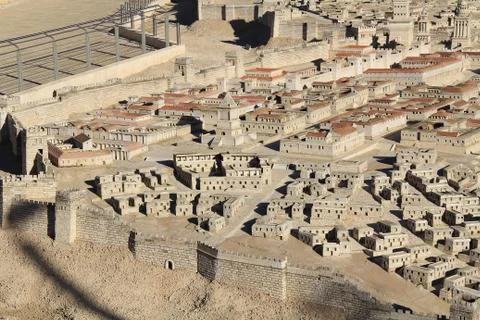 Model of Ancient Jerusalem Focusing on the Upper City Stock Photos