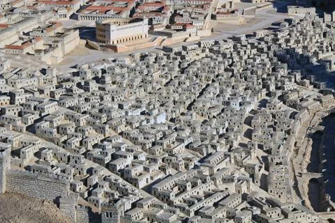 Model of Ancient Jerusalem Focusing on Upper City Homes Stock Photos